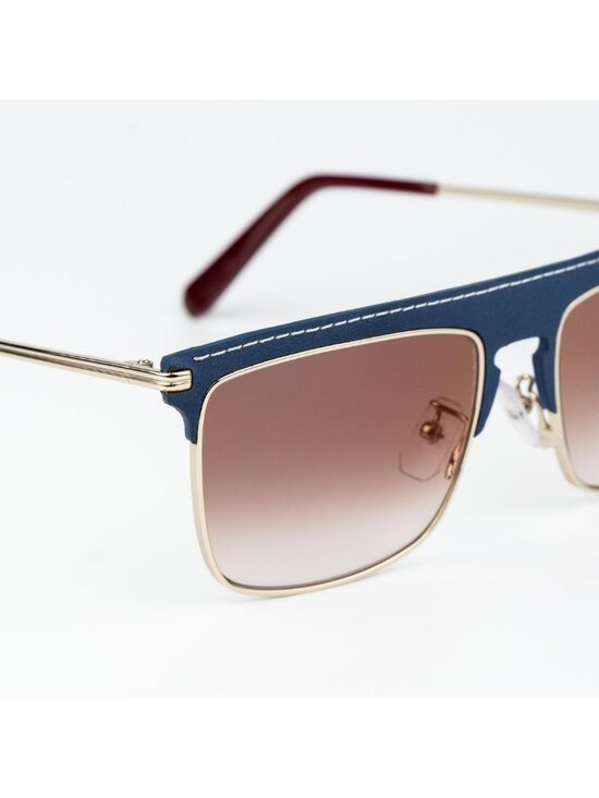 Loewe Women Sunglasses Gold Blue Leather Brown Gradient Square LW40006U 33G main image 9